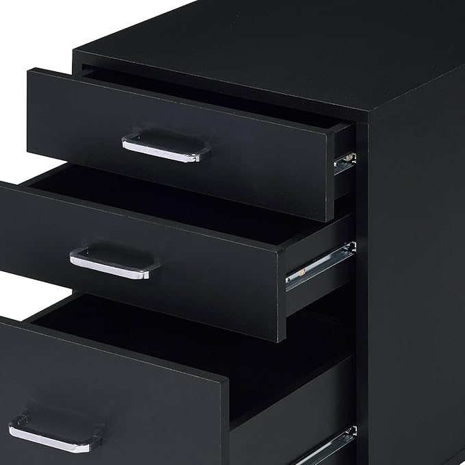 File Cabinet,3 Drawers Filing Cabinet for Home Office,Storage Drawers,with Wheels,Rolling Mobile,Printer Stand,Office,WorkHanging File Folders,19" L x 16" W x 22" H,Black