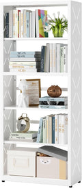 Industrial Bookshelf,5 Tier Bookcase,55" White Metal Tall Bookshelf with Adjustable Feet and Adjustable Shelves,Home Office Bookcase Shelf Storage Organizer for Living Room、Kitchen