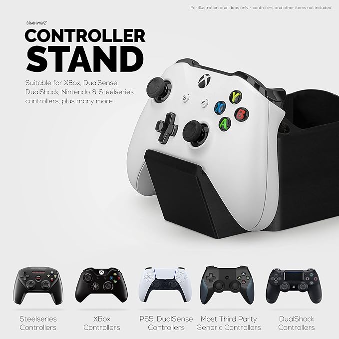 BRAINWAVZ Game Controller, TV Remote Control & Pens Pencils Stationery Storage Desktop Organizer Holder, Universal Design for Xbox ONE PS5 PS4 PC Gamepads, Reduce Clutter (D04)