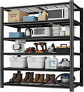 Storage Shelving Unit 6-Tier Heavy Duty Garage Shelves Metal Organizer Utility Rack for Kitchen Pantry Basement Pantry Warehouse Laundry Black 84" H x 55" W x 24" D 3000LBS