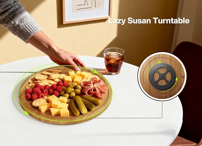 12" Acacia Wood Lazy Susan Turntable Organizer for Table Top, Round Wooden Lazy Susan Storage for Cabinet Countertop Pantry, Decorative Tray for Kitchen Bathroom Decor Coffee Bar Accessories