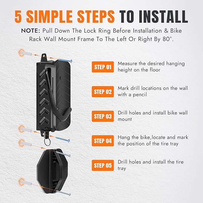 INNO STAGE 2-Pack Swivel Bike Wall Mount Rack, Heavy Duty Bike Rack, Garage Bike Rack & Indoor Bike Rack Solution, Bike Wall Hanger Holds 66 lbs, Space-Saving Vertical Storage for Bicycles