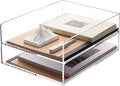 SANRUI Paper Organizer for Desk,Acrylic Stackable Letter Tray, Clear Desk Organizer, Paper Sorter for Office,Home or School,2-Pack