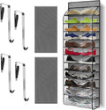 Over The Door Shoe Organizer with 12 Large Breathable Pockets - Sturdy Hanging Storage for Shoes of All Ages - Gray