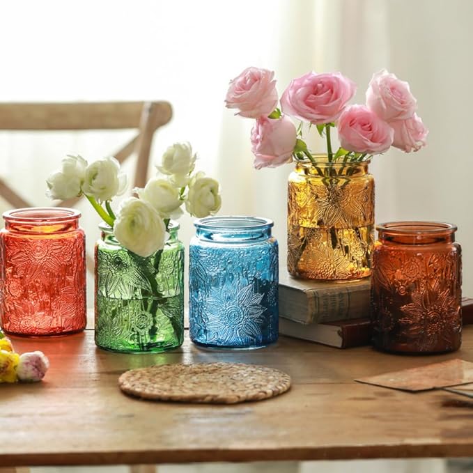 ANSQU 4-Pack Vintage Glass Jars with Airtight Lids, 23.7oz Glass Food Storage Containers for Kitchen Pantry Coffee, Tea, Candy, Cookie, Decorative Mason Jar (Blue&Green)