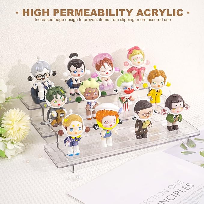 ULENDIS 2 Pack 3 Tier Acrylic Stands for Display, 12 inch Clear Display Stand Risers Shelf for Cupcakes Perfumes Figurines, Tabletop Cupcake Stand for Decorating & Organizing(11.8"x9.4"x3")