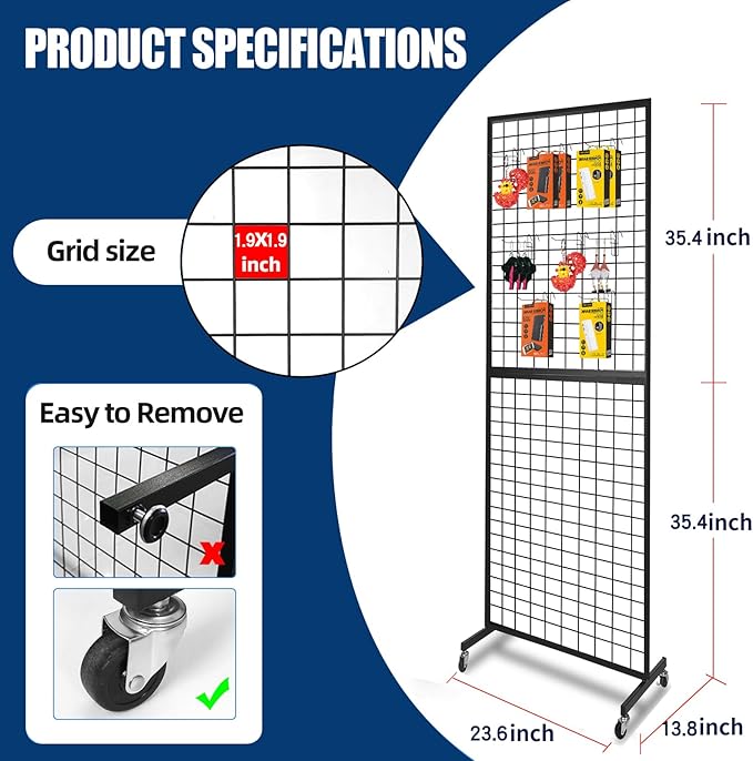 Grid Wall Panels, 2 Packs 2'x 6' Gridwall Panels Tower with T-Base, Black Wire Grid Wall Display Rack, Craft Show Display Rack, Art Gridwall Display Stand