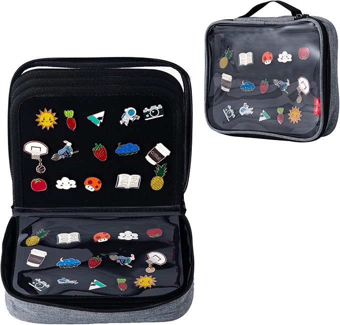 Enamel Pin Display Book, Small Collections Or Travel Pin Trading Book, Pin Collector Display Bag,6-Page Lapel Pin Display Board,For Sports Pins,Memorial Pins, Pin Display Case (Silver Grey)