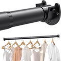 2 PACK Closet Rods for Hanging Clothes, 17 to 84 Inches Stepless Adjustable Metal Closet Rod, 1.3 Inches Heavy Duty Clothes Hanging Rod for Closet Wardrobes Laundry RV, Black
