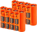 Storacell AA + AAA Combo Battery Storage Caddy and Dispenser (Pack of 2), Orange, Holds 4 AA + 4 AAA Batteries (Not Included), Durable & Compact Design, The Original Battery Caddy, Made in USA