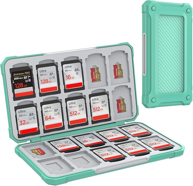 HEIYING Memory Card Case for SD/TF Cards,Portable SD Card Holder Storage Case Compatible with 20 SDXC SDHC and 20 TF Cards Slots
