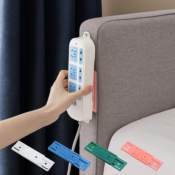 Self Adhesive Power Strip Holder, 6 PCS Power Strip Holder Wall Mount Adhesive Punch-Free Socket Holder Desktop Socket Fixer Wall Mount Cable Management for Kitchen Home Office