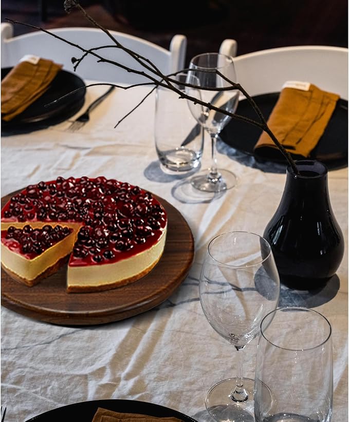 12 Inches Black Walnut Wood Lazy Susan, Solid Wooden Round Kitchen Turntable Rotating Tray