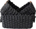Paper rope Small Storage baskets for Organizing,Cute woven Little basket for Home，Shelves, Bathroom,Decorative basket,Set of 3 (Black)