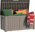 EasyUp 150 Gallon Outdoor Storage Box Waterproof, UV Resistant Resin Deck Box with Hydraulic Rod, Reinforced Stability for Patio, Garden, and Pool, Striped Gray