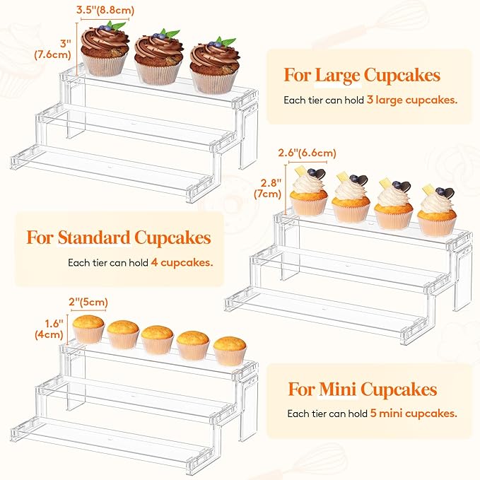Lifewit 12 Inch Perfume Stand Organizer, 3 Tier Plastic Display Riser for Makeup, Skincare Vanity Storage, Cupcake, Figurine Holder, Bathroom, Bedroom, Room Decor, Clear, 1 Pack