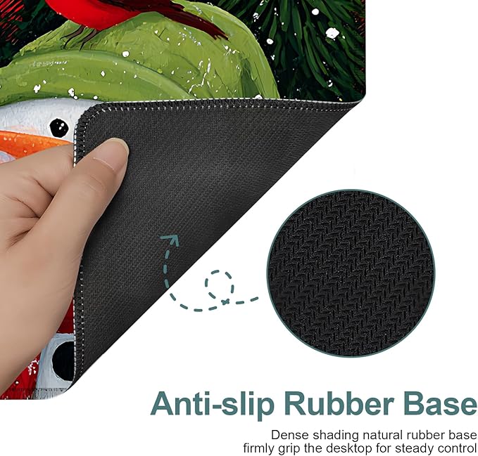 Three Snowmen Gaming Mouse Pad 35.4"x15.7"Desk Mat Anti-Slip Rubber Base & Durable Stitched Edges for Gamers Smooth Mouse Writing Surface for Desk Office/Home