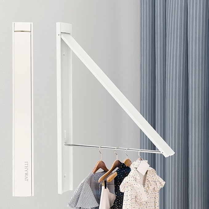 Retractable Clothes Drying Rack,Space Saver Wall Mounted Folding Hanger for Laundry Room, Closet Storage Organization, Easy Installation Aluminium Dryer 1pcs