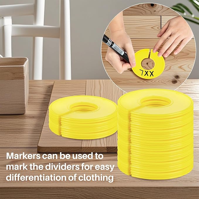 Sukh Closet Dividers 30pcs - Plastic Clothes Organizer Shelf Tags Labels for Clothing Rack Wardrobe Store Warehouse Nursery Must Haves Boutique Supplies Sturdy Durable Flexible No Burrs (Yellow)