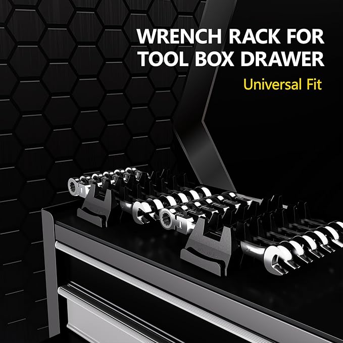 12PCS Magnetic Modular Wrench Organizer Set - Tool Drawer Storage Rack with Metric & SAE Labels, Wrench Holder with Magnet, Perfect Tool Gift for Men, father, boyfriend, DIYers & Mechanics (Red)