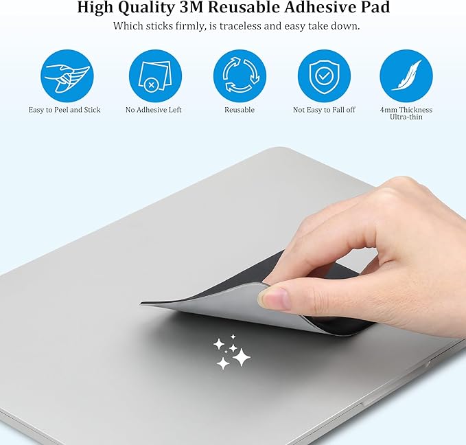 Lacdo Portable Hard Drive Sleeve for Laptop, 2-Pocket Stick on Pouch with Reusable Adhesive, for San Disk, Samsung, Crucial, Portable External Solid State Drive SSD Hard Drive Carrying Case, Black