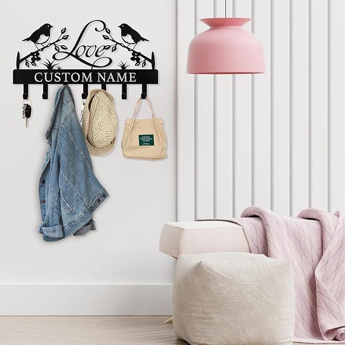 Personalized Key Holder Wall Mount - Key Holder for Wall, Custom Name Key Rack, Metal Key Holder Hooks Organizer, Wedding Housewarming Gift, Key Hanger Decor for Entryway, Hallway, Bedroom