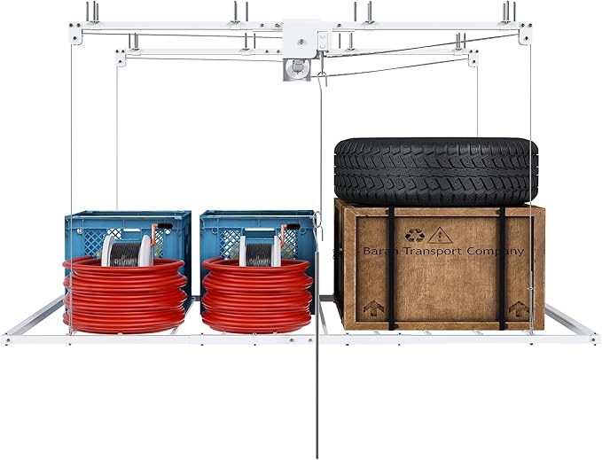 Montary 6x3 FT Overhead Garage Storage Rack for 10-12 FT Ceiling, Adjustable Ceiling Storage Rack with Safety Lock, 270LBS Capacity All-Steel Construction Heavy-Duty Garage Lifting Organizer