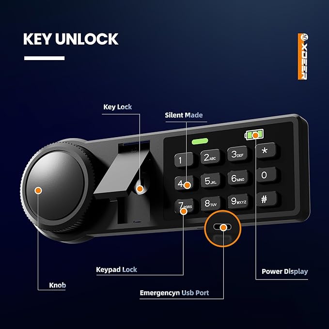 XDeer Biometric Safe Box, Quick-Access Security Safe Box with Upgraded Fingerprint, Steel Handgun Safe Lock Box for Kid/Home/Office (2.04 Cu.Ft【NO FPR】)