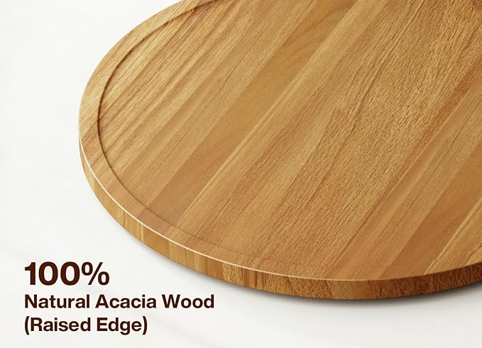 12" Acacia Wood Lazy Susan Turntable Organizer for Table Top, Round Wooden Lazy Susan Storage for Cabinet Countertop Pantry, Decorative Tray for Kitchen Bathroom Decor Coffee Bar Accessories