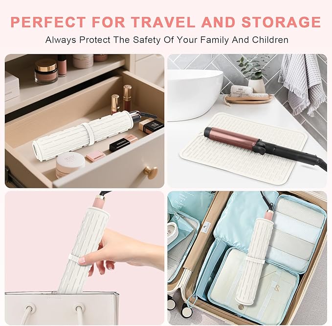 Oversize Silicone Heat Resistant Mat for Curling Irons, Flat Irons, Hair Straighteners and Hot Hair Styling Tools, Portable Hot Tools Sleeve Pad for Travel Vanity Salon(14.2" x 11.0")