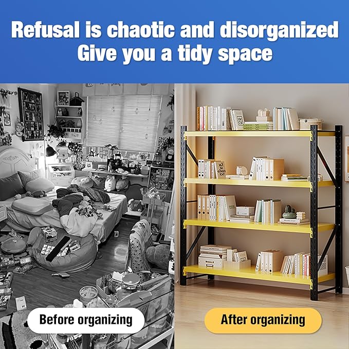 torage Shelves,Garage Shelving Heavy Duty Metal Adjustable Garage Shelves, Shelving Units Industrial Shelving for Warehouse (Yellow and Black, W59.1*D19.7*H78.7)