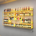 63in Large Wall Mounted Wine Rack 4 Tier Metal Wine Bottle Holder Modern Diamond Design Floating Bar Liquor Bottles Storage Rack for Home Restaurant Bar Decorative (Gold, 4 Tier - 63in)