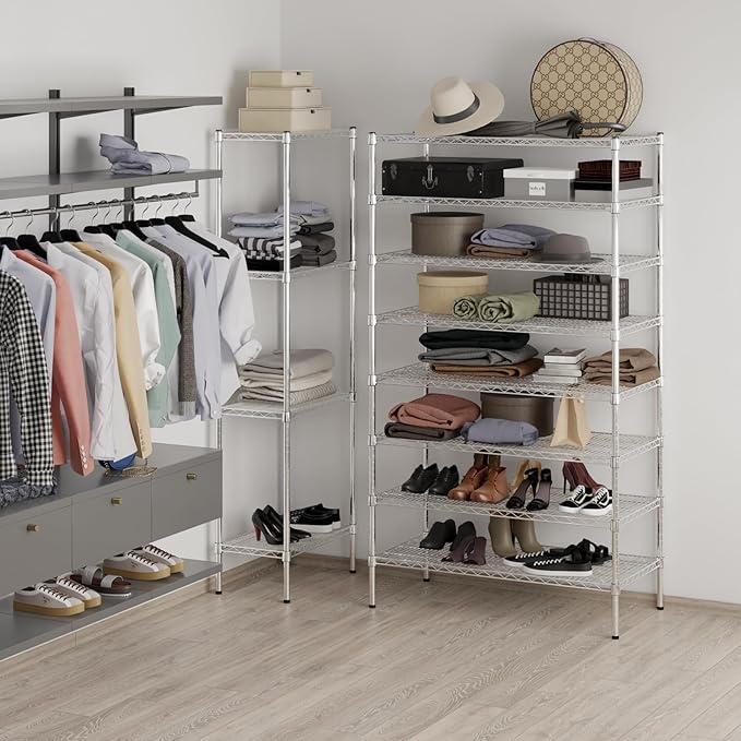 21" Deep x 42" Wide x 74" Height Wire Shelving Kit | 8-Tier | NSF Commercial Storage Rack Unit