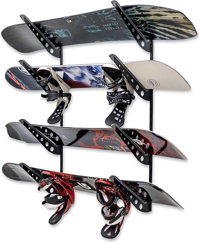 StoreYourBoard Adjustable Snowboard Storage Rack, Wall Mount 4 Board Display