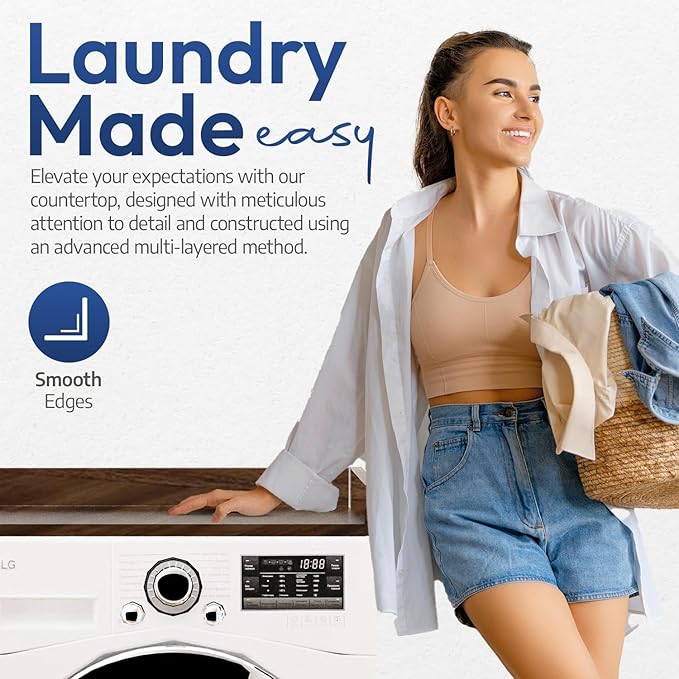 OfficeSimpli Large Washer Dryer Countertop 30 x 58 - Made in USA - Laundry Countertop Over Washer and Dryer, Laundry Room Countertop Organization Solution with Non-Slip Pads, California Walnut