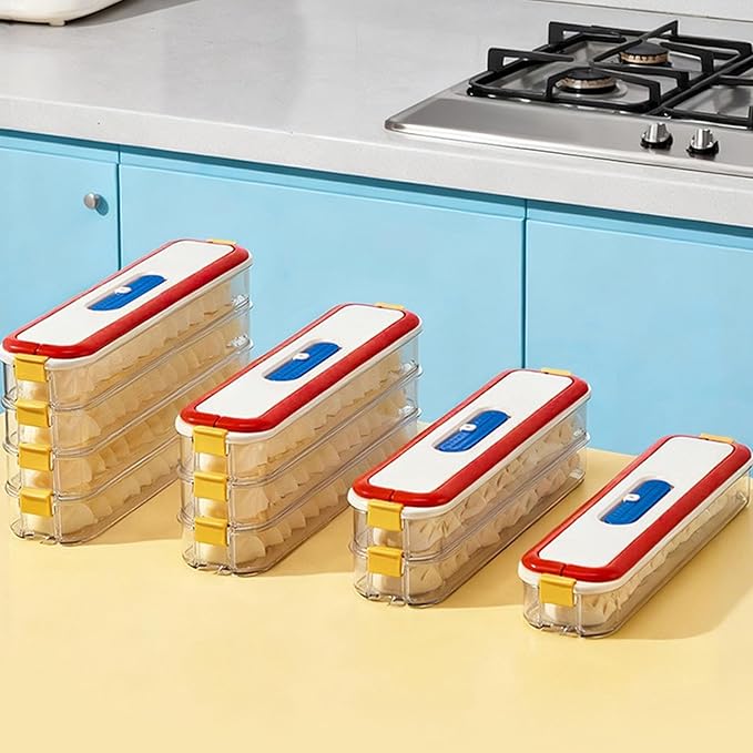 Multiple Tiered Freezer Storage Container With Clear Lids, Secure Stacking Systems, Clear Fridge Storage Container Perfect For Compact Refrigerators