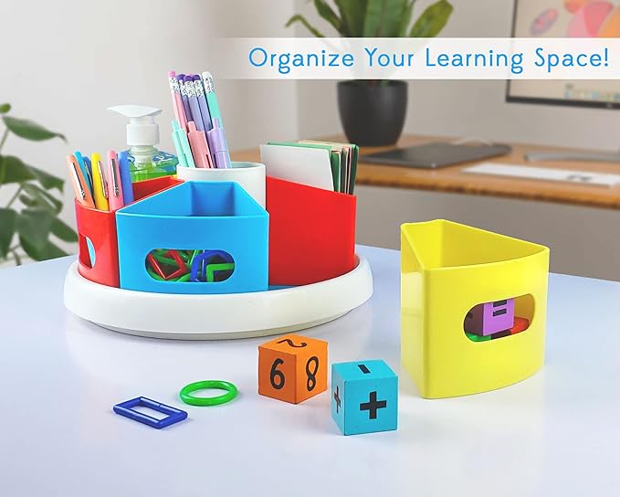 Rotating Art Supply Organizer for Kids, Crayon Caddy for Kids Desk or Pencil and Marker Holder for Teachers, Classroom Arts and Crafts and Homeschool School Supplies Storage