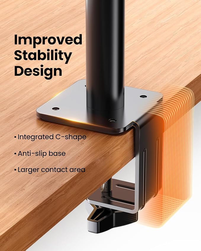 ErGear Single Monitor Arm, Adjustable Desk Monitor Mount for 13-34″ Screens, Up to 19.8 lbs, Enhanced Stability with Integrated C-Clamp, Upgraded Cable Management, VESA 75x75/100x100mm, Black