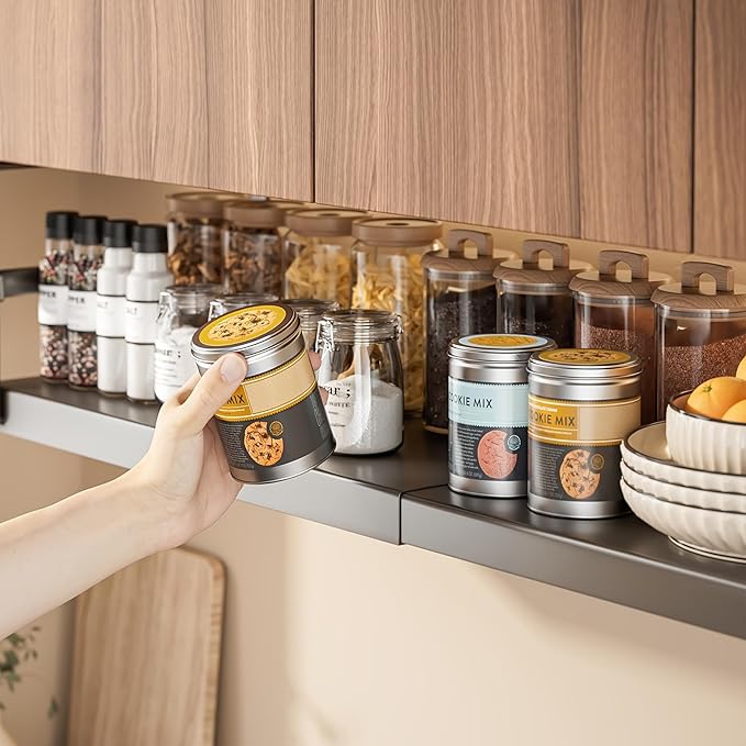 Hanging Under Shelf Storage Basket, Adjustable Width Under Cabinet Add-on Storage Racks, Heavy Duty Slide-in Baskets Organizer for Cabinet Pantry Kitchen, 1 Pack, 8.46"D x 10.6"W x 7.36"H