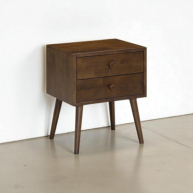 NTC Lux Nightstand with 2 Drawers, Featuring Adaptable Design, 150 lbs Load Capacity, Water-Resistant, Elevate Your Space, Easy Assembly - Dark Walnut