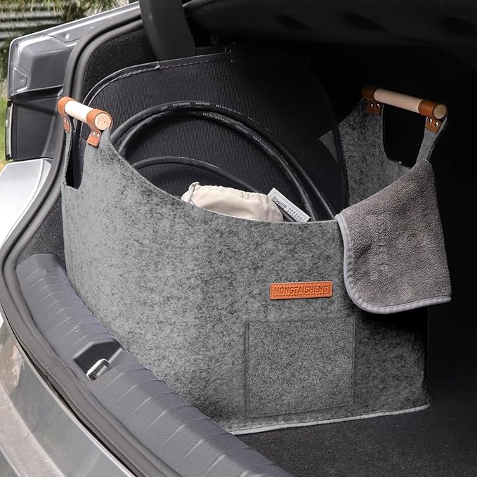 XL 4MM Felt Firewood Carrier | Log Carrier for Firewood | Wood Container with Extra Thick Felt Foldable & Reinforced Handle | Storage Basket for Shopping, Firewood, Logs, Newspaper (MEDIUM GRAY)