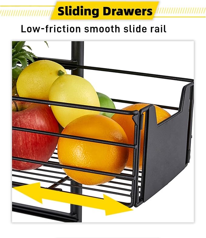5-Tier Kitchen Carts on Wheels with Storage, Rolling Storage Cart with Handles, Lockable Wheels, 4 Drawers, Utility Carts on Wheels Microwave Stand for Kitchen, Living Room