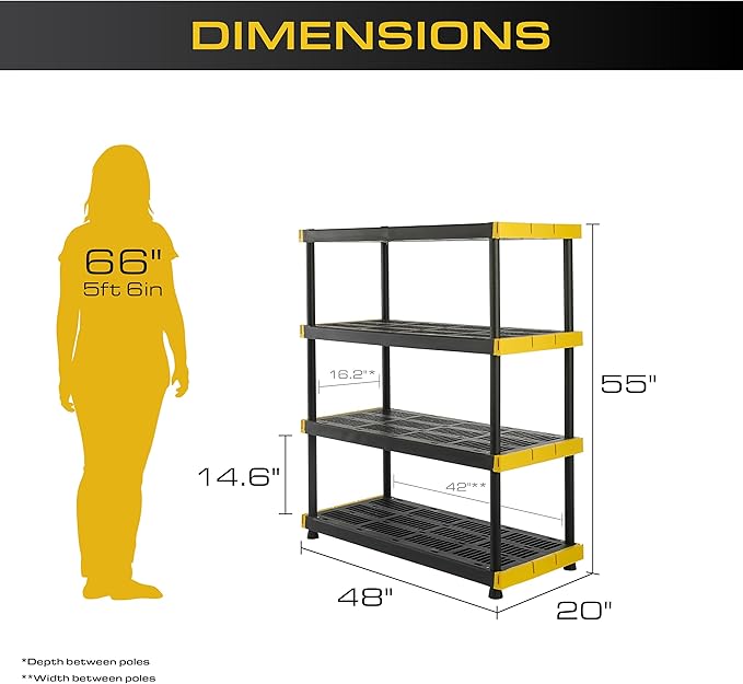 CX Black & Yellow, Shelving Unit and Heavy Duty Storage Containers, Extremely Durable (Shelf + 27 Gallon Container (8-Pack)), for Garage, Warehouse & Seasonal Storage