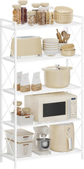SONGMICS 5-Tier Metal Storage Rack, Shelving Unit with X Side Frames, Dense Mesh, 12.6 x 31.5 x 57.3 Inches, for Entryway, Kitchen, Living Room, Bathroom, Industrial Style, Cloud White UBSC185W01