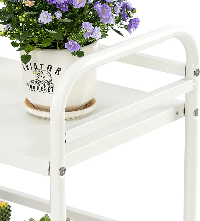 HDANI 3 Tier Metal Rolling Utility Cart,High Capacity Multi Purpose Heavy Duty Cart for Office,Kitchen,Living Room,Bedroom,White