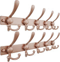 Dseap Coat Rack Wall Mount 2.0 Pro: Heavy Duty 300% Thicker, 16" Stud Mount, Stainless Steel Wall Coat Hooks Hanger for Clothes Jackets Hats Entryway Closet, MaxStrong Series, Rose Gold, Pack of 2