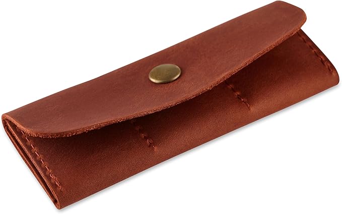 Cognac Leather SD Card Holder - Micro SD & Memory Card Organizer & Storage Case for Travel