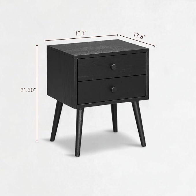 NTC Lux Nightstand with 2 Drawers, Featuring Adaptable Design, 150 lbs Load Capacity, Water-Resistant, Elevate Your Space, Easy Assembly - Burnt Black
