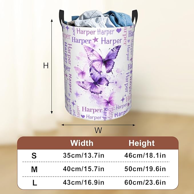 Custom Name Laundry Hamper, Personalized Laundry Baskets with Name for Boys Girls Women Men, Customized Collapsible Dirty Clothes Hamper Easy Storage Gifts for Bedroom Bathroom Living Room
