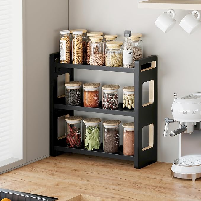 Bathroom Counter Organizer,Bathroom Counter Shelf,Bathrooms Organizers,Under Sink Organizer,Cologne Organizer For Men,Cologne Stand,Spice Rack,Cabinet Organizers(Black 3 Tier)